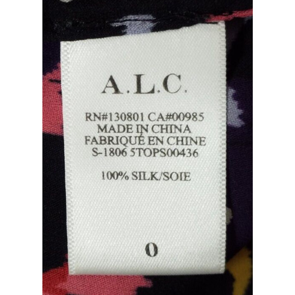 A.L.C. Silk Floral Print Long Sleeve Top Size 0 - Picture 6 of 7
